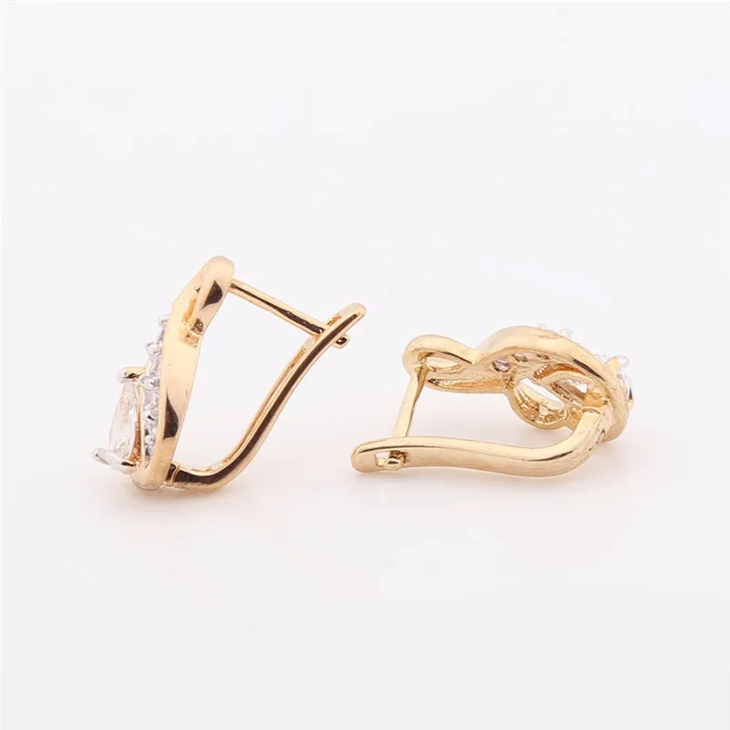 Женские маленькие серьги-кольца GULICX серьги золотого цвета с белым кристаллом и