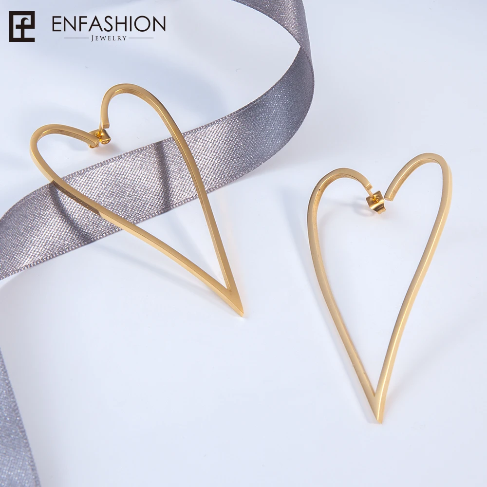 Женские серьги подвески из нержавеющей стали золотистого цвета|earrings for|big heart