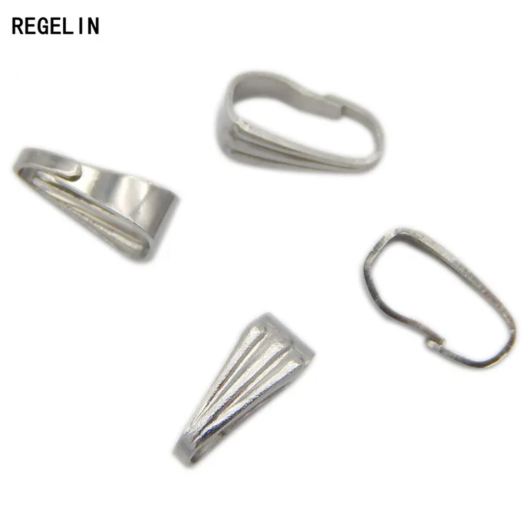 

REGELIN 50pcs 6x2.5/9x3.9mm Silver Tone 304L Stainless Steel Pendant Bails Clips & Pendant Connectors Clasps Jewelry Findings