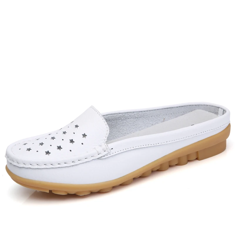 Летняя женская обувь модные мягкие удобные женские тапочки Кожаные слипоны