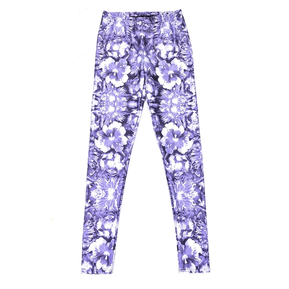 

Elastic Casual Pants 3D Digital Printing Purple flowers Pattern Women Leggings 7 sizes Fitness Clothing Free Shipping
