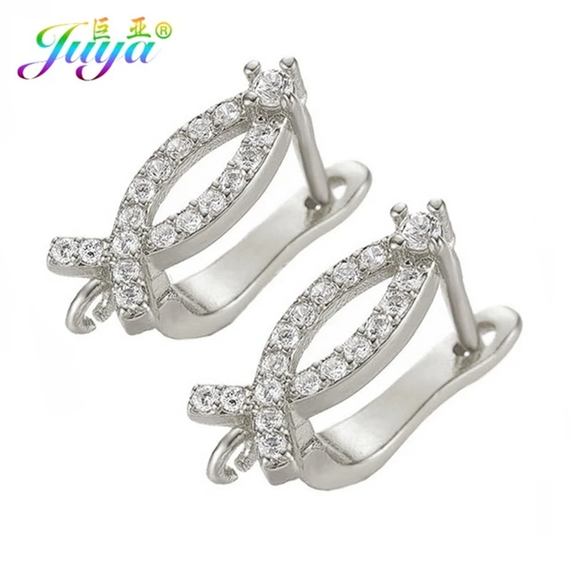 White Gold Juya DIY Errings компоненты поставки креативный крепеж основа Серьги Крючки Аксессуары для Модные серьги ювелирных изделий - Цвет: White Gold