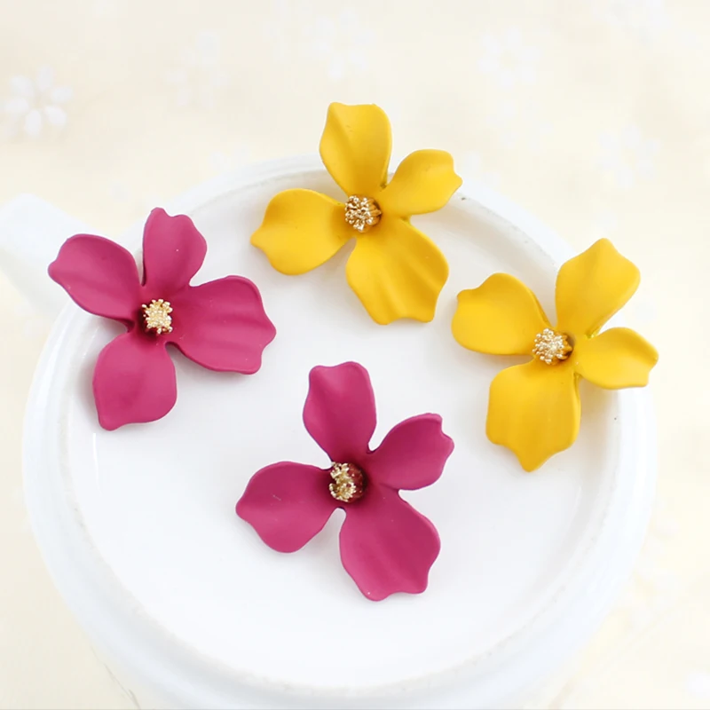 GDHY New Korean Charm Flower Earrings for Women 5 Color Big Summer Style Beach Party earring Brincos Bijoux Jewelry Boho | Украшения и
