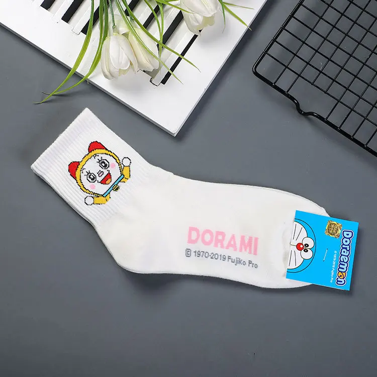 6 Anime Doraemon print socks Nobita Nobi Minamoto Shizuka Konta Takeshi Honekawa Suneo Dorami cute fun cartoon women cotton sock - Цвет: 6