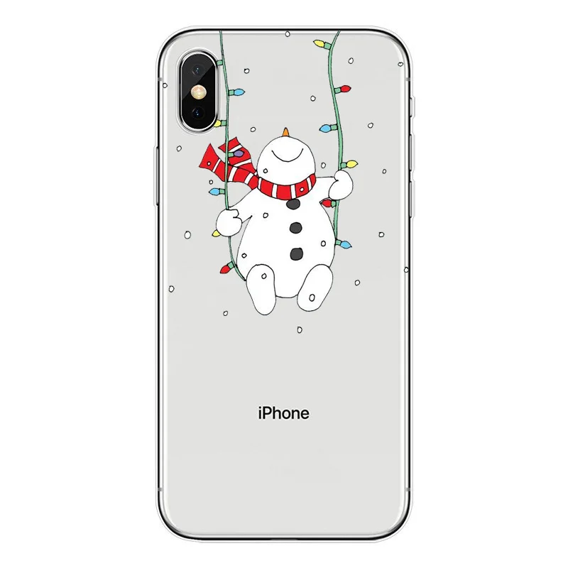 Прозрачный мягкий силиконовый чехол для телефона Apple iPhone X 8 8Plus 7 6 6S Plus 5S SE Санта