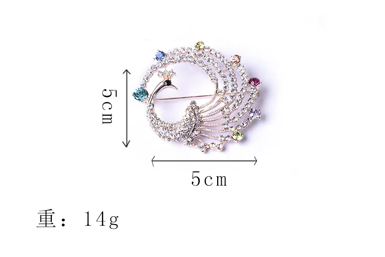 2022 New Female Peacock Rhinestone Brooches Fashion Color Brooch men's Badges Animal Crystal Pins | Украшения и аксессуары