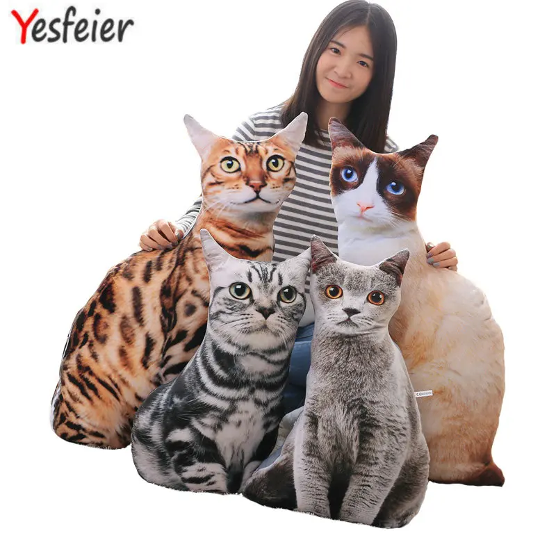 50/75 см оптовая продажа новый стиль кошка плюшевые игрушки 3D печать подушка