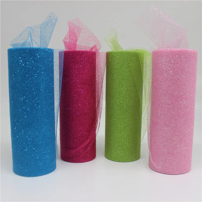 15cm 10yd  Glitter Shimmering Tulle Roll Bridal Party Wedding Decoration Spool Tutu Birthday Gift Wrap Christmas Event Supplies