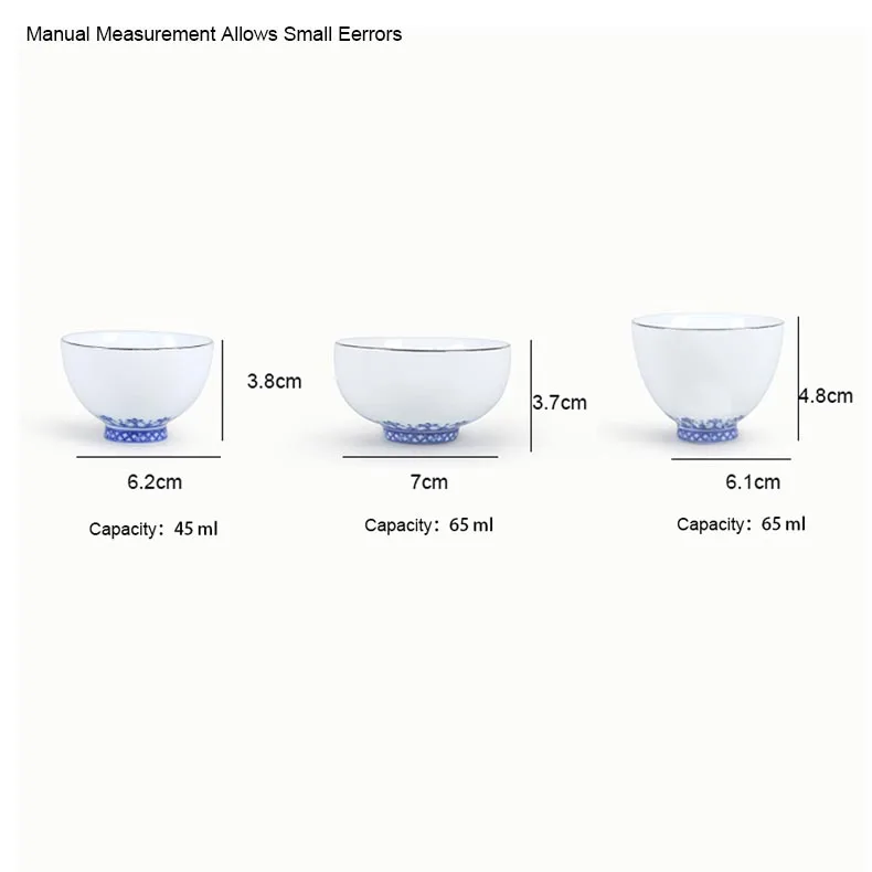 65 мл бутик синий и белый фарфор серебряная роспись Вишня керамическая чайная