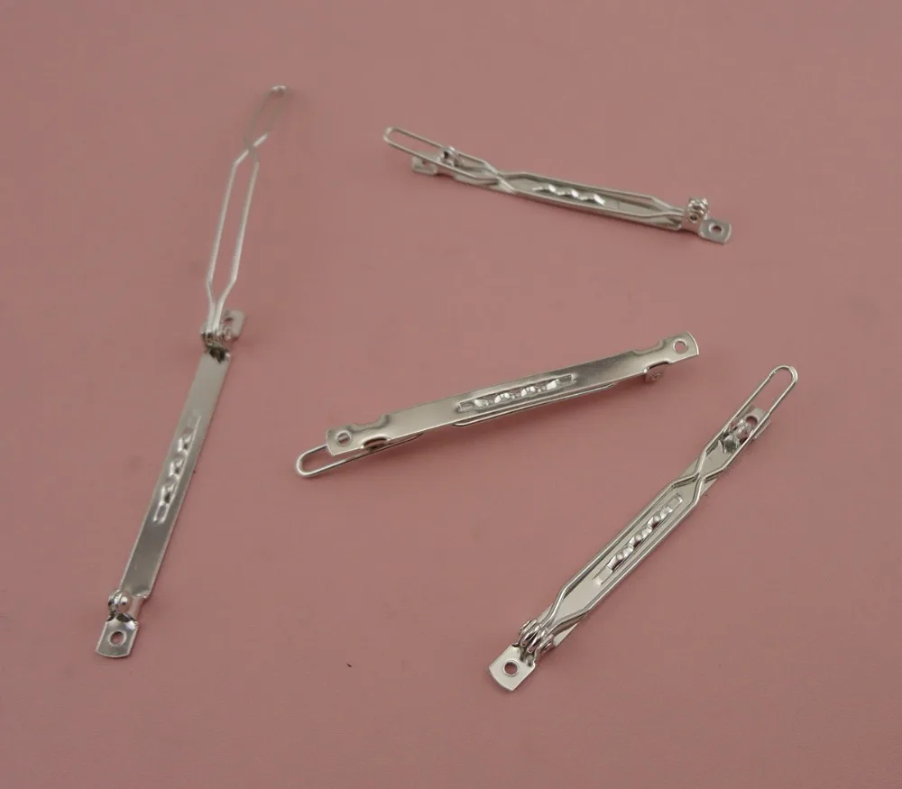 

20PCS Silver Finish 6.0cm 2.35" base frog metal snap bar Barrettes hairpins for DIY Hair bow accessories lead free,nickle free
