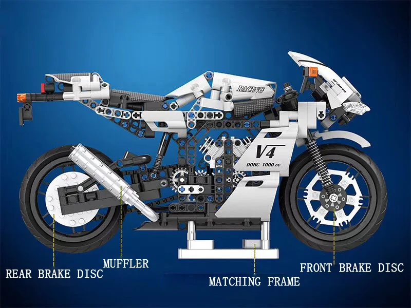 Моделирование техники 1:6 масштаб V4 Скорость Мотоцикл moc строительный блок assemable Модель Кирпичи игрушки коллекция для взрослых детей Подарки