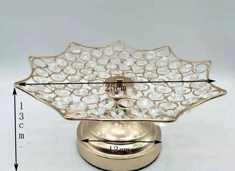 gold-25cm 3 размера, мульти-фруктовая чаша, золотой Хрустальный фруктовый поднос для свадебного стола, украшение для дома на День святого Валентина - Цвет: gold-25cm