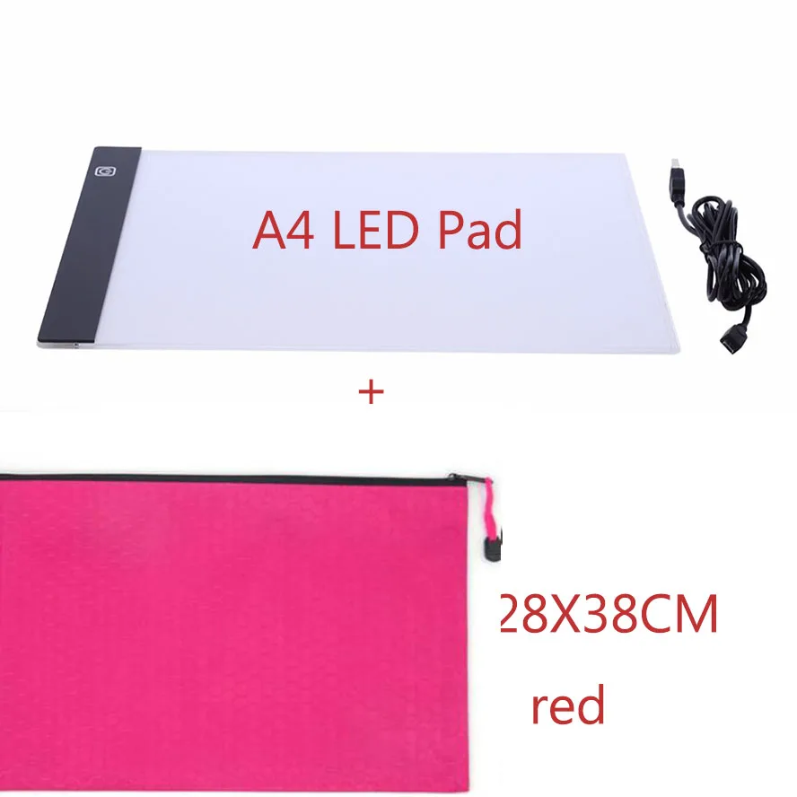 red rose A4 led lightpad сумка daimond живопись аксессуары держатель для хранения чехол для переноски сумка на молнии для вышивки мозаичные инструменты подарок - Цвет: red rose