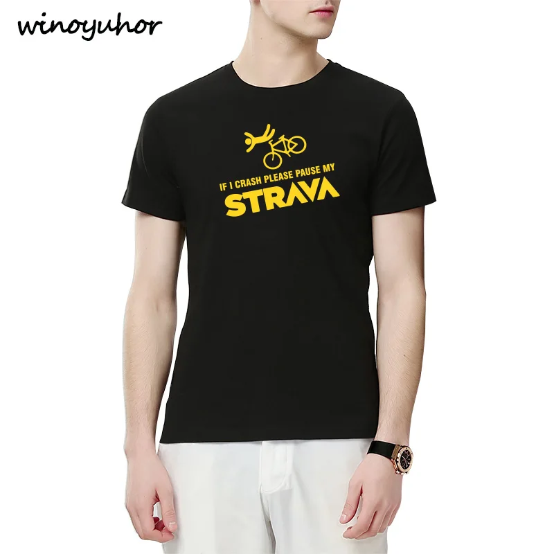 If I Crash Please Pause My Strava Biker Pint Футболка Мужская Летняя Повседневная футболка с