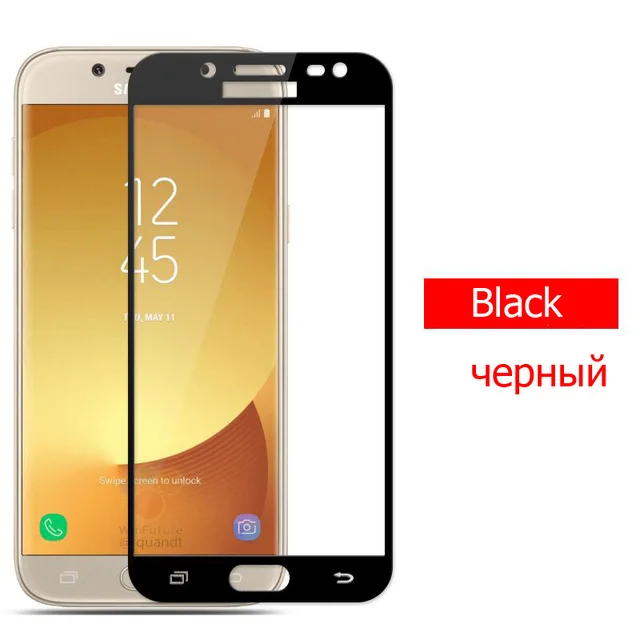 Black GerTong полное покрытие закаленное Стекло для samsung Galaxy J3 J5 J330F J7 J730F A3 A320F A5 A7 A720F S6 S7 Экран защитная пленка - Цвет: Black