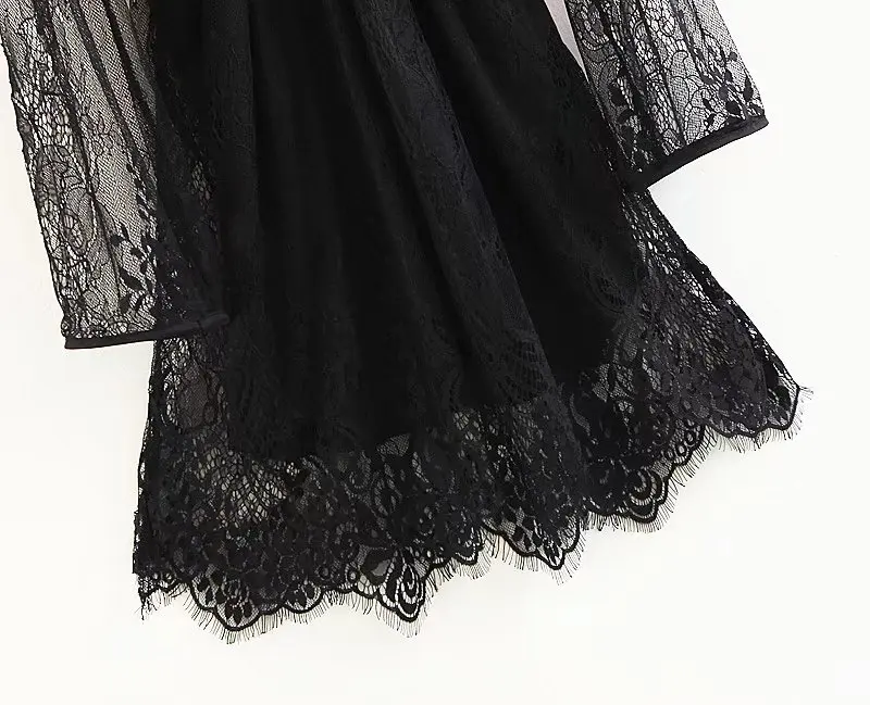 WOSU Для женщин летние кружевные платья империи с длинным рукавом платье цветочным