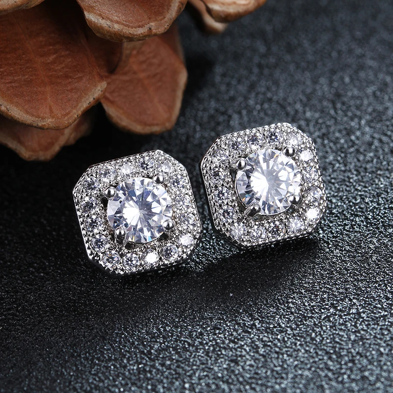 Женские квадратные серьги гвоздики с австрийским кристаллом 1 5 карат|stud earrings|stud