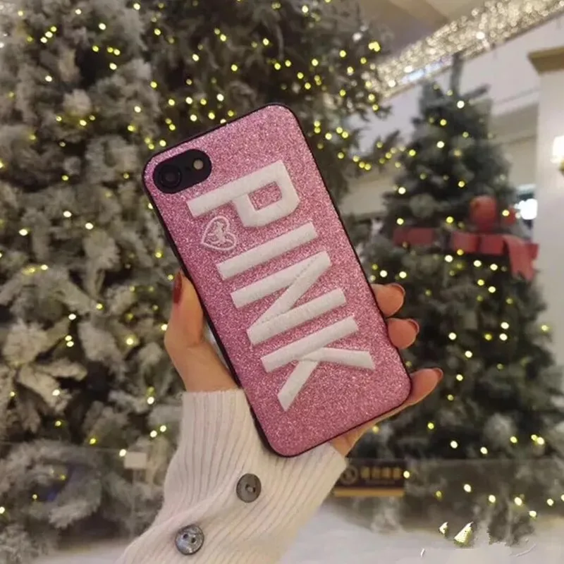 Для iphone X 6 6s Plus 8 плюс 7 чехлы для телефонов мода Виктория Розовый чехол блеск