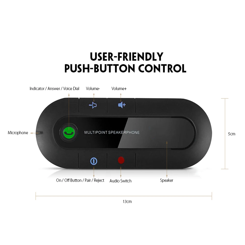 Беспроводной Bluetooth V4.1 Car Kit Multipoint Hands Free Call Динамик телефон козырек клип DSP Функция