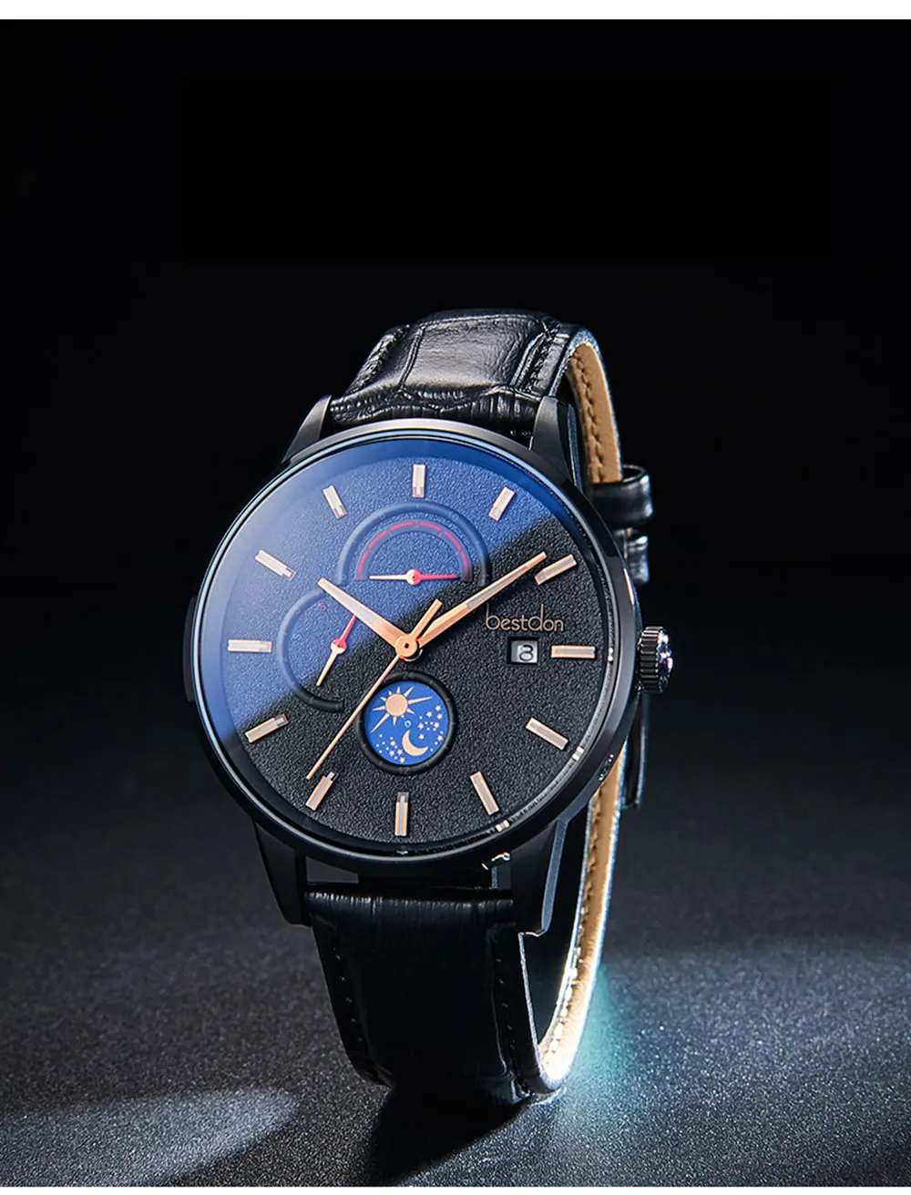 Bestdon Мужские Спортивные механические часы Роскошные автоматические Moon Phase часы водонепроницаемые кожаные повседневные Лидирующий бренд Relogio Masculino