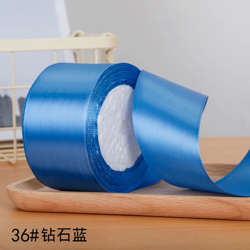 22 метра/рулон 2 дюйма = 5 см шелковые атласные ленты DIY Искусственные розы цветы Свадьба День Рождения Вечеринка Конфеты Подарочная коробка Упаковка Ленты - Цвет: Diamond Blue
