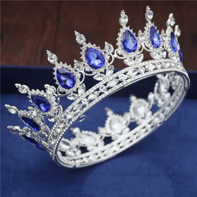 Silver Blue Хрустальные винтажные королевские розы диадемы и короны для свадебного торжества выпускного вечера свадебные украшения для волос ювелирные изделия для волос аксессуары - Окраска металла: Silver Blue