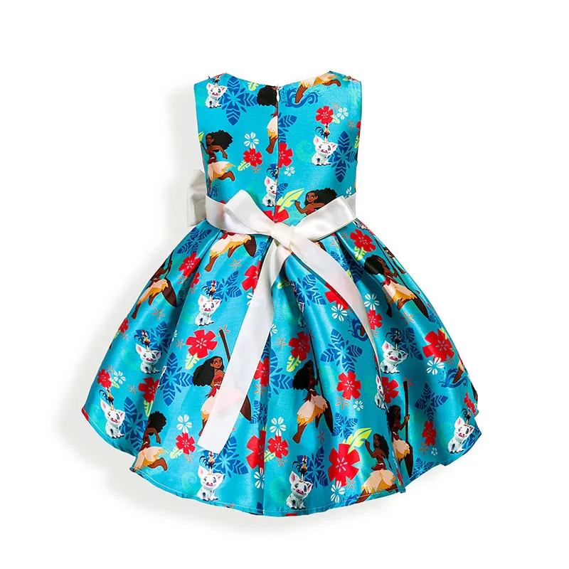 Kids Summer Girls Sleeveless Princess Cartoon Dresses Print Floral Bow Dress Party Prom Wedding Clothes 2 4 6 7 8 9 10 Years |