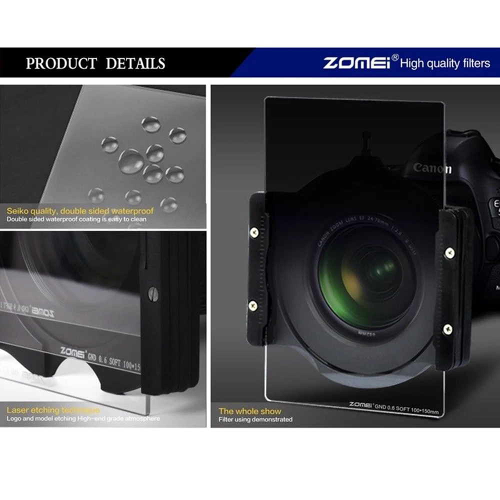Zomei 150x100 мм фильтр для камеры импортный оптический стеклянный квадратный градиентный фильтр нейтральной плотности ND2 4 8 для камеры Cokin Z DSLR SLR