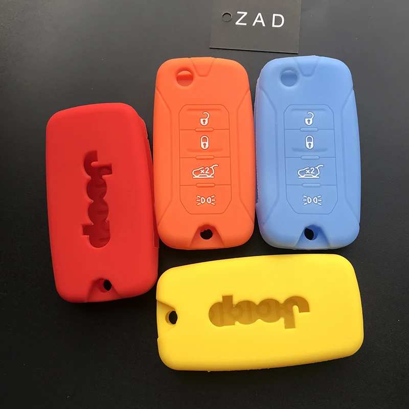 ZAD силиконовый резиновый автомобильный чехол для ключей FOB для Jeep Renegade твердая сталь откидной складной пульт дистанционного управления 4 кнопки без ключа