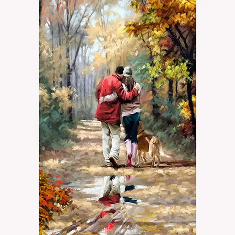 5D DIY Diamond Embroidery Lover Scenery Cross Stitch diamond wolf Full round rhinestones Christmas gift | Дом и сад