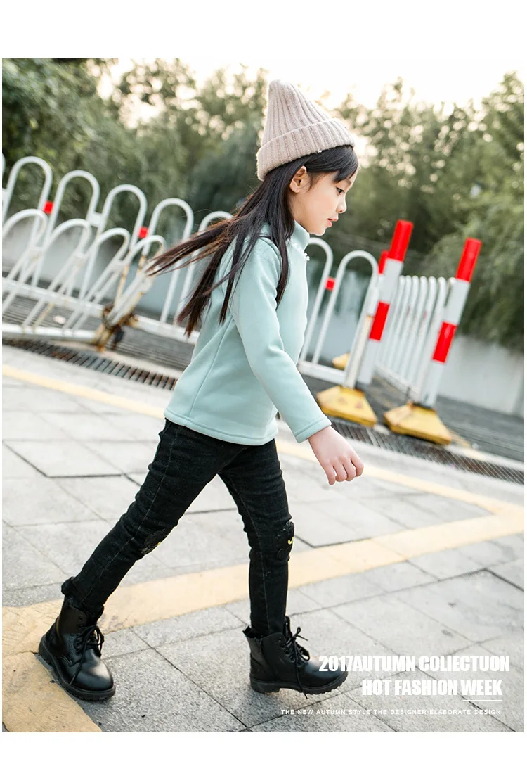 Мультфильм густой шерсти джинсы для девочек зима осень высокое качество теплые