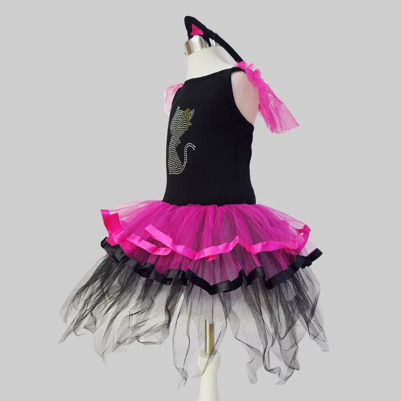 Хеллоуин костюм девушки с Cat повязка на голову для маленьких детей черный и ярко