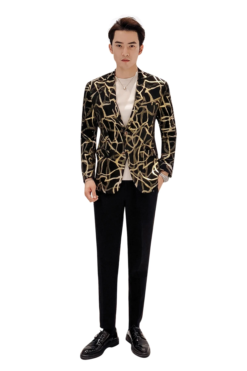 Мужской бархатный блейзер в британском стиле однобортный Свадебный Блейзер с