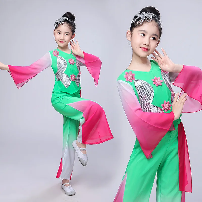 Детские Классические танцевальные костюмы Hanfu Национальный танцевальный костюм