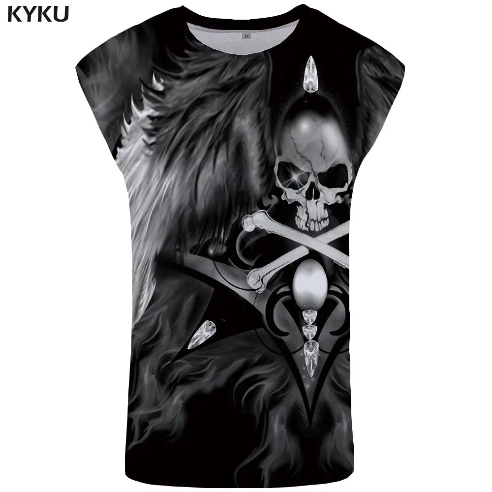 Tank Top 02 KYKU череп на бак Топ для мужчин черный Ftness одежда дьявол Tanktop 3D мужчин s Бодибилдинг майка без рукавов рубашка человек Аниме - Цвет: Tank Top 02