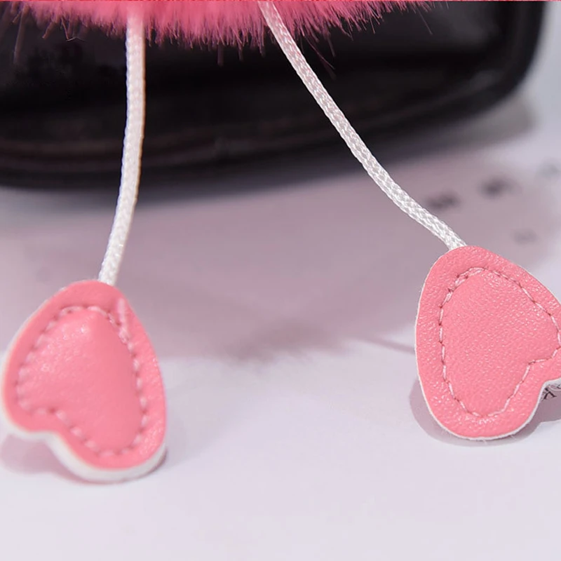 Женский пушистый меховой брелок с кисточкой для сумки kawaii очки брелок для ключей с животным искусственным кроличьим мехом помпон автомобильный брелок