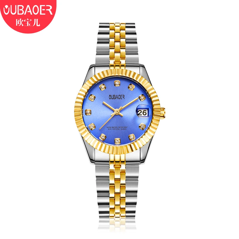 2017 OUBAOER женские часы модные повседневные кварцевые наручные золотого цвета |