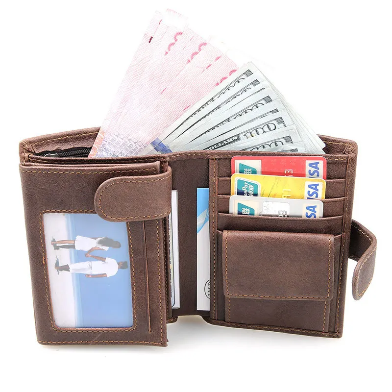 Большая Емкость мужская Винтаж Натуральная Кожа Кошелек Мужчины Держателя Карты