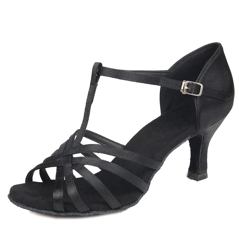 B Black 7.5CM Лидер продаж Для женщин Латинской Танцы shoes5/7/7,5 см ботинки на каблуках Танго джаз обувь для танцев высокий каблук Атлас/из искусственной кожи - Цвет: B Black 7.5CM