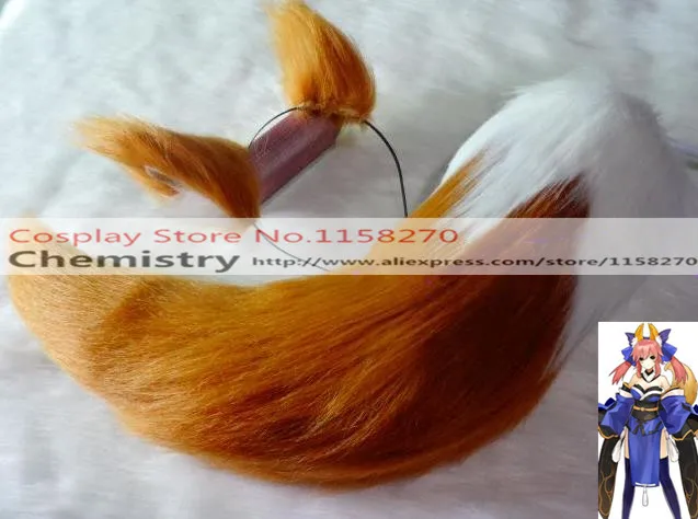 Бесплатная доставка Fate/EXTRA Caster Kyuubi Tamamo no Mae Косплей таманоми уши хвост|tail edge|shipping