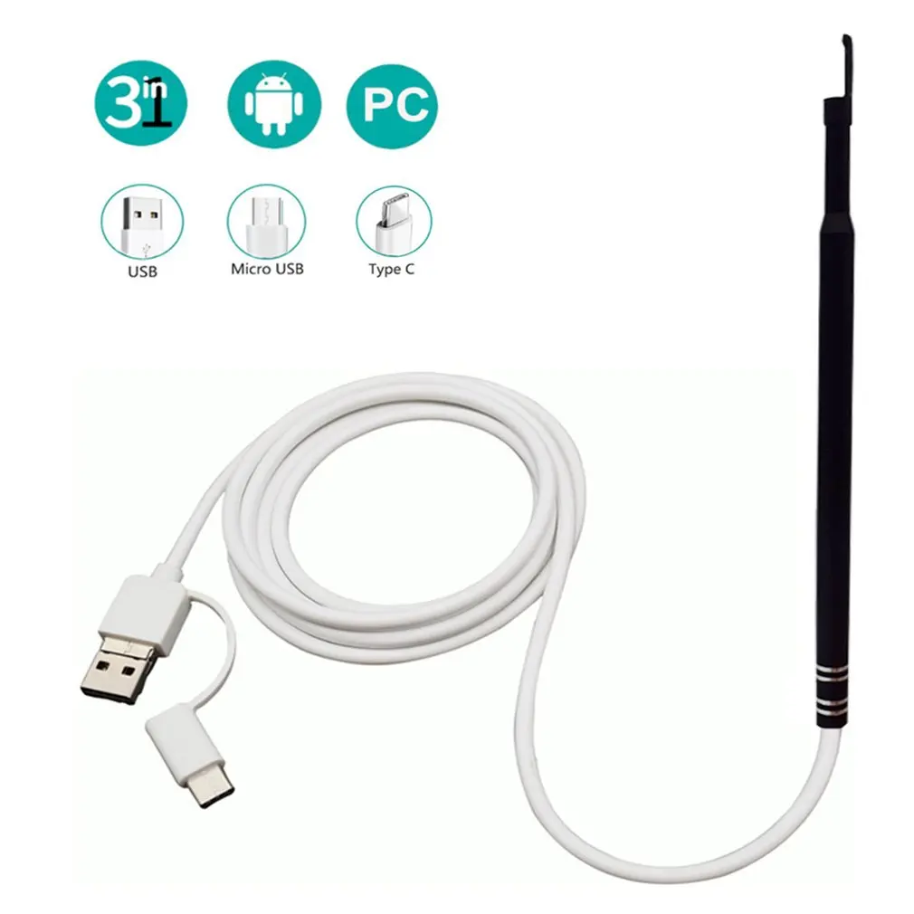 USB порт ушной и носовой эндоскоп визуальная линза мини камера Earpick Otoscope