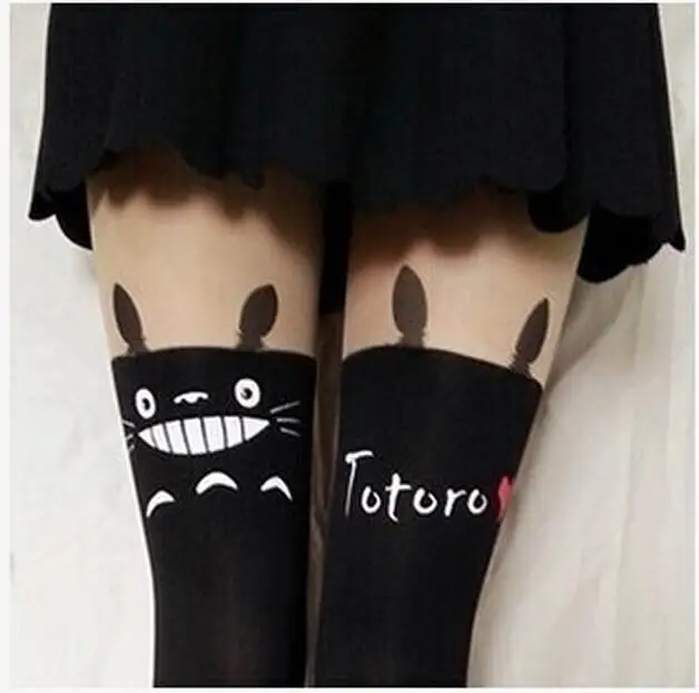 W024 Totoro Женские облегающие колготки с милым кошачьим хвостом, новинка, милые чулки, женские сексуальные колготки, прозрачные колготки, чулки для девочек, длинные чулки - Цвет: W024 Totoro