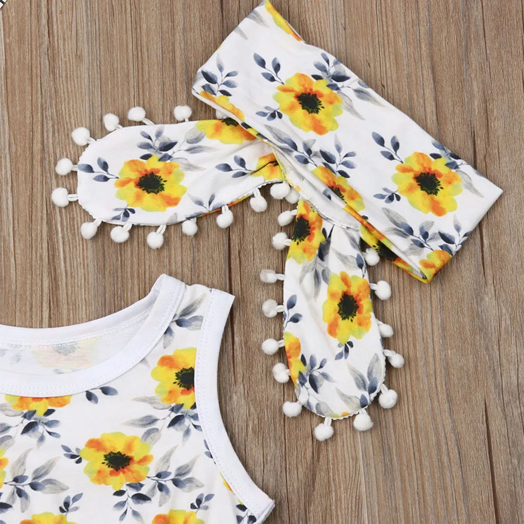 Комбинезоны для маленьких девочек комбинезон без рукавов с цветочным принтом и