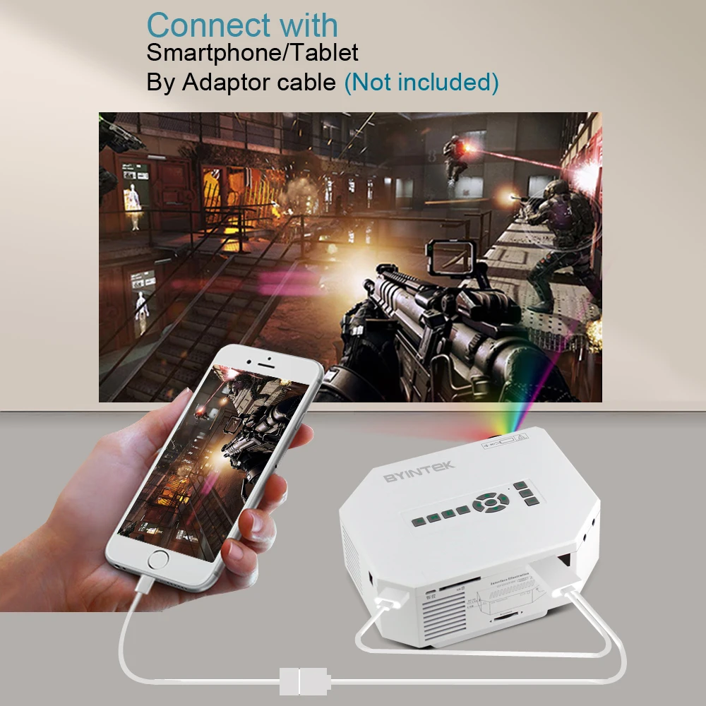 Byintek BT300 Кино HDMI ЖК-дисплей LED Game портативных ПК цифровой мини-проектор Full HD projetor