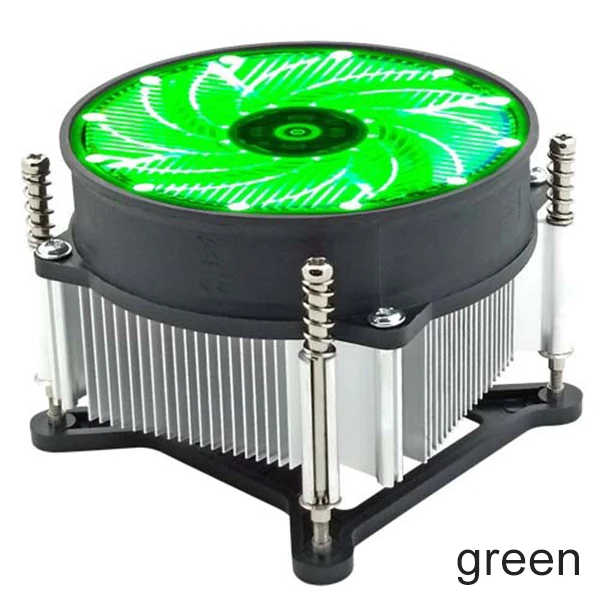 Кулер для процессора вентилятор охлаждения светодиодный RGB 3Pin вентилятор Радиатор Поддержка Intel 115X серии@ JH - Цвет лезвия: Зеленый