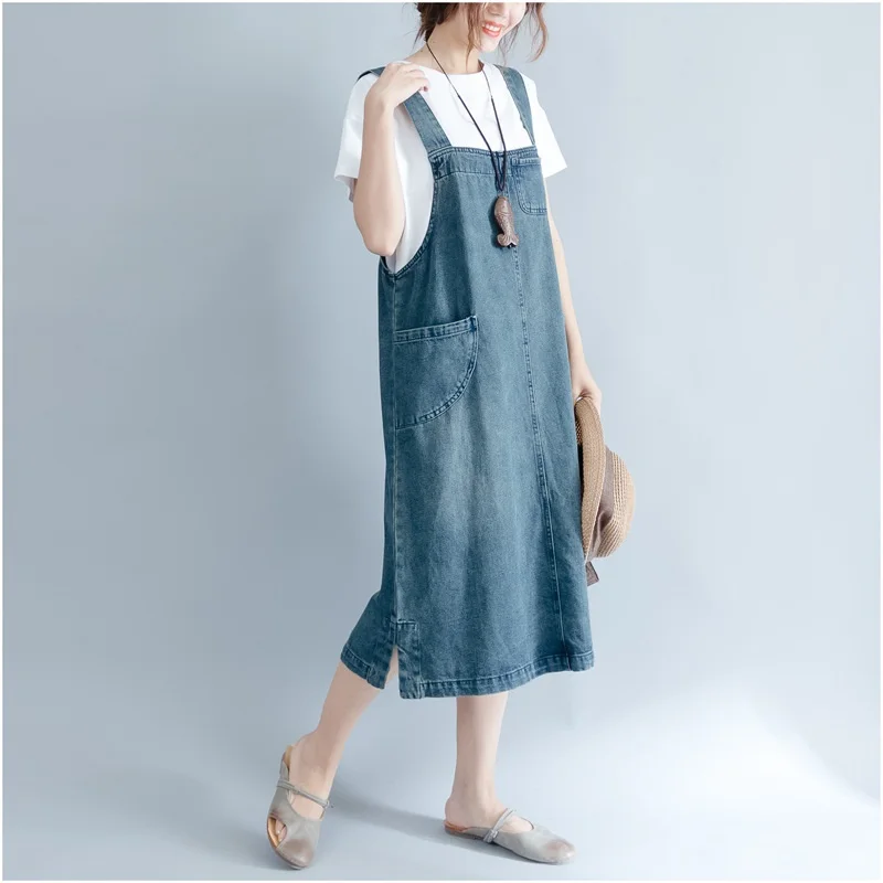 Женское джинсовое платье сарафан Pinafore новинка 2018 уличная одежда без рукавов