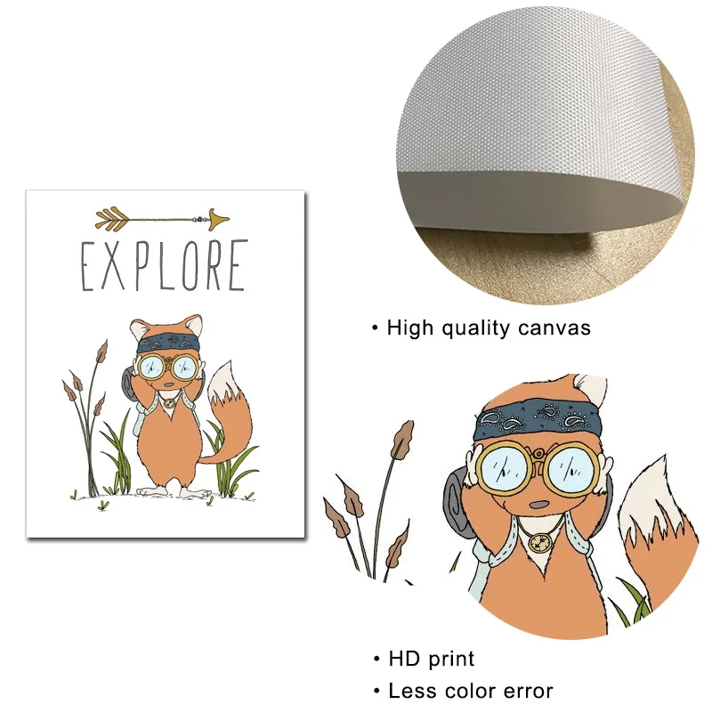 Настенная картина для детской комнаты постер с изображением леса енота кролика