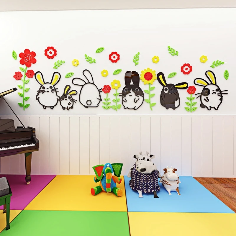 2018 новый милый мультяшный кролик 3D Настенный прикрепляющий детскую комнату