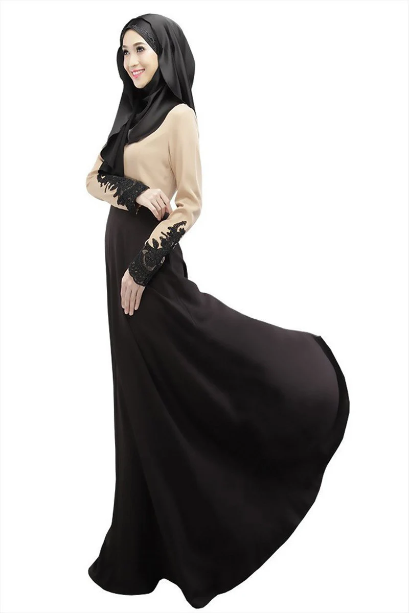 Black dress Малайзийское мусульманское abaya платье турецкое женская одежда исламское Jilbabs и abaya s халат Musulmane Длинные платья Дубай Кафтан плюс размер - Цвет: Black dress