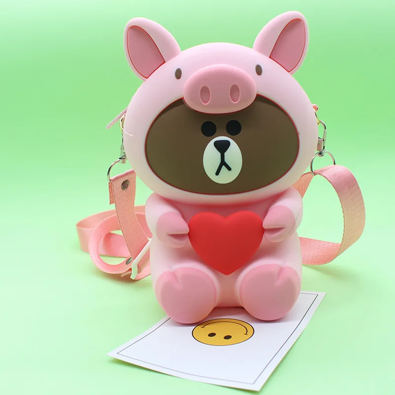 Креативный милый силиконовый пенал для карандашей DIY игрушки Kawaii канцелярские принадлежности мультфильм детский чехол для карандашей коричневый Медведь Кролик коала фигурка - Цвет: 16